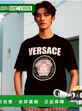 香港直邮VERSACE 男士T恤 10133021A150831B000 AW2025黑色 男装