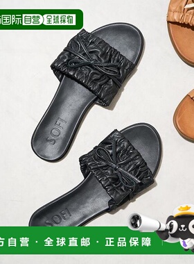 1h可退 日本直邮官方授权 SOFI 皮革褶皱蝴蝶结凉鞋平底舒适牛皮