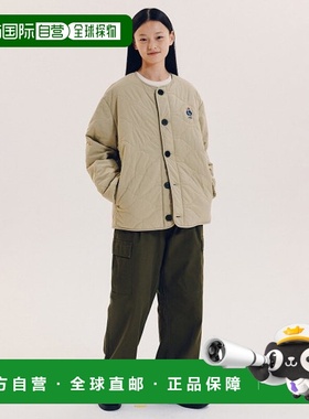 韩国直邮YALE EMBROIDERY DAN COLLARLESS QUILTING JACKET BEIGE