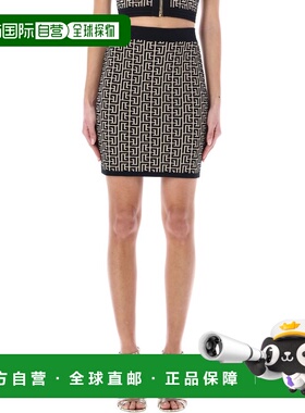 香港直邮BALMAIN 女士半身裙 AF1LB005KB02GFE AW2024 黑色 Monog