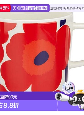 【日本直邮】Marimekko 咖啡杯/马克杯 400毫升 白色×红色 67719