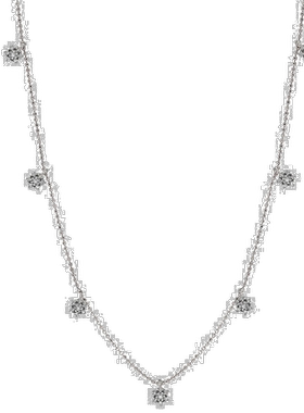 自营 Suzy Levian 14K 白金 .30cttw 钻石花站项链 - 白色 美国奥