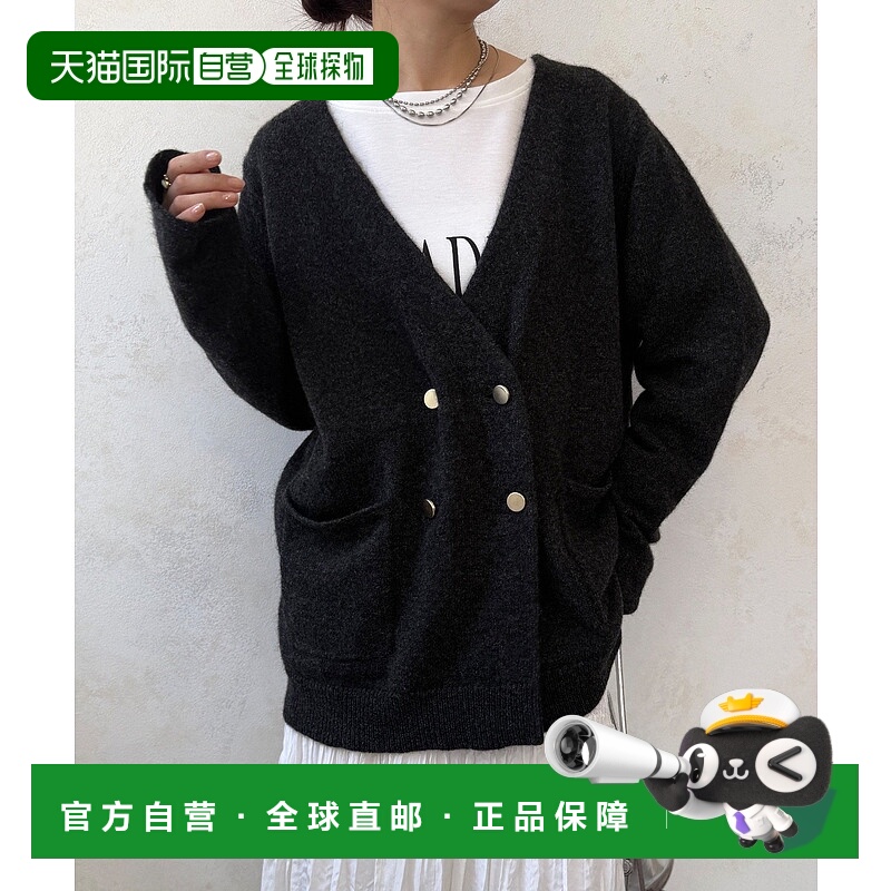1h可退 日本直邮DouDou 女装 V领双扣针织开衫外套 轻盈保暖山羊
