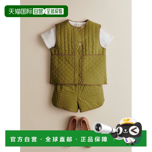 欧洲直邮Sezane TIAM儿童橄榄绿绗缝无袖外套