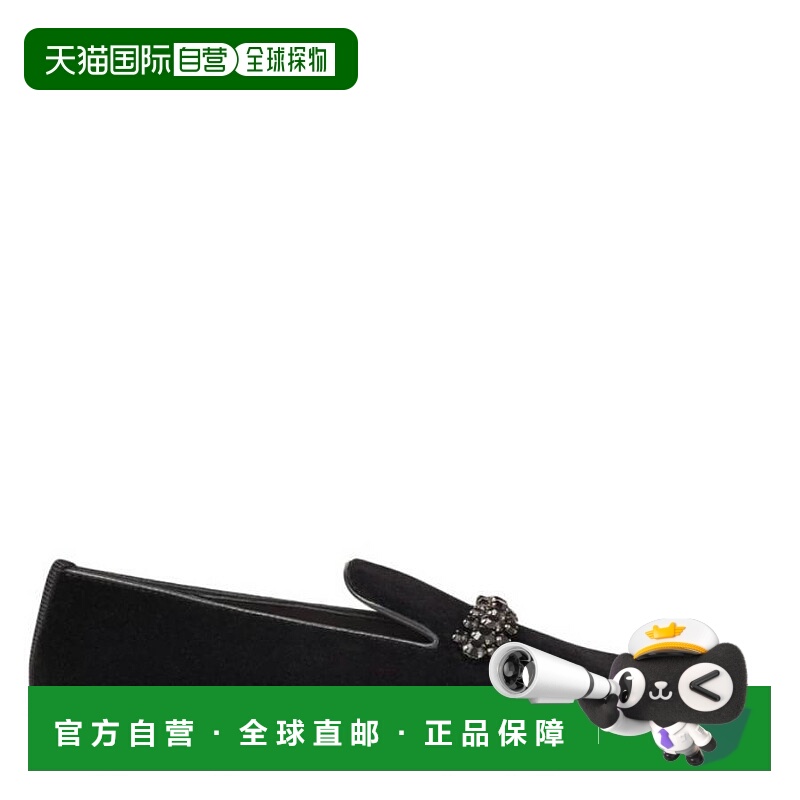 自营Jimmy Choo Bing水晶装饰天鹅绒乐福鞋-黑色 美国奥莱直发