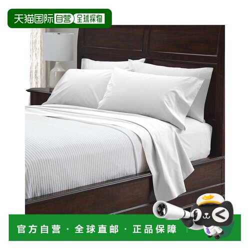 自营Cuddledown 300线程数签名有机Percale床单套装-白色 美国奥