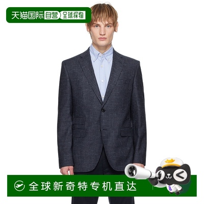 香港直邮BOSS 波士 男士 蓝色 Regular-Fit Checked 西装外套 505