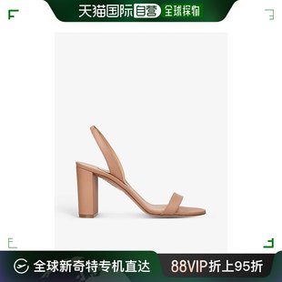 香港直邮潮奢 女士 AQUAZZURA 裸色阔跟皮质凉鞋