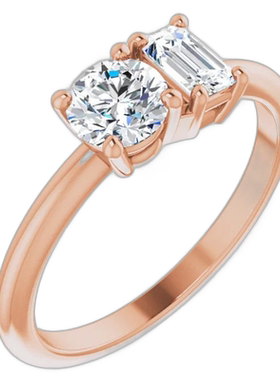 pompeii31 克拉双石莫桑石祖母绿圆形订婚戒指白黄金或玫瑰金 - 1