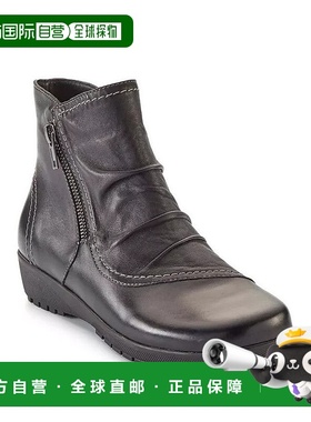 自营walking cradles行走摇篮Zeplin靴子女式黑色皮革脚踝靴JOBB1