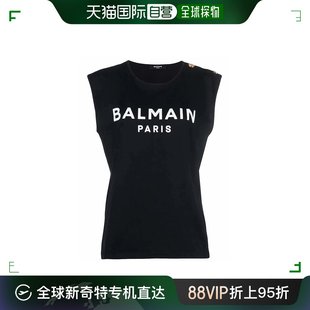 香港直邮Balmain巴尔曼女士T恤黑色无袖 圆领透气凉爽舒适通勤