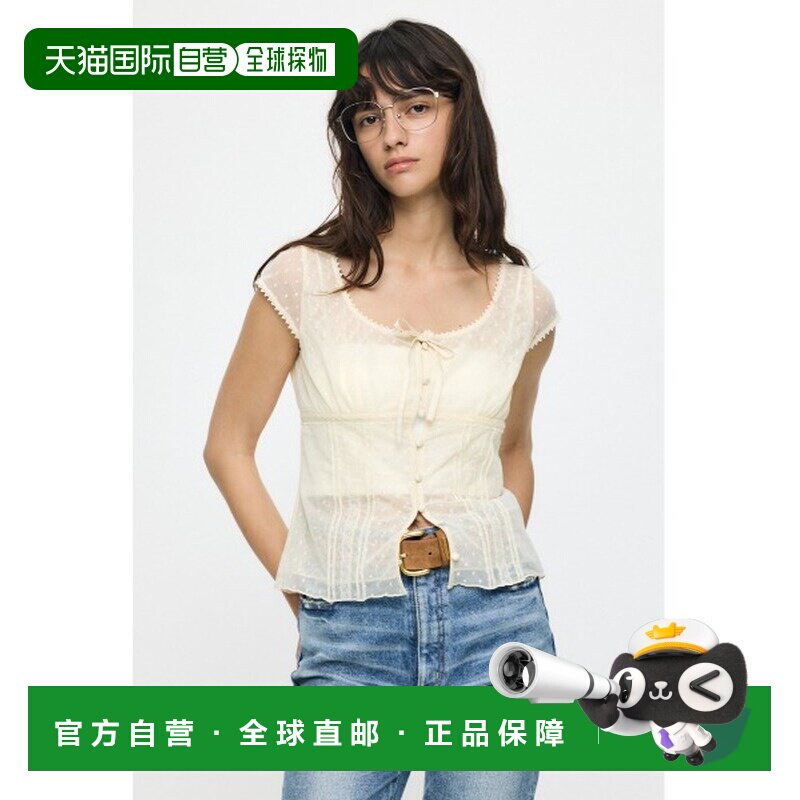 MOUSSY 女装 蕾丝拼接立体褶皱雪纺衬衫 010JS3305191图片