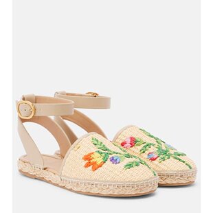 Valentino 刺绣拉菲草编织麻底鞋 华伦天奴 Bribri 女士 潮奢