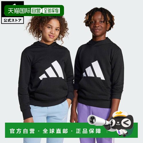 日本直邮 adidas 生活方式 Essentials 儿童连帽卫衣[JC9667] 黑