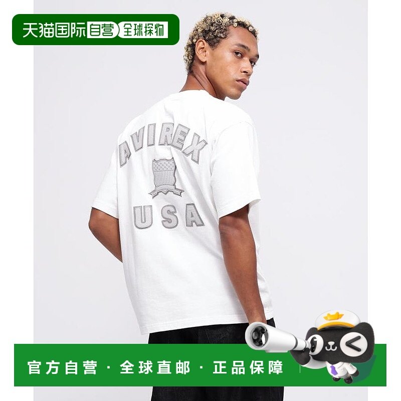 日本直邮AVIREX 签名大学皮革标志T恤[运动短袖] AV1129EM020431