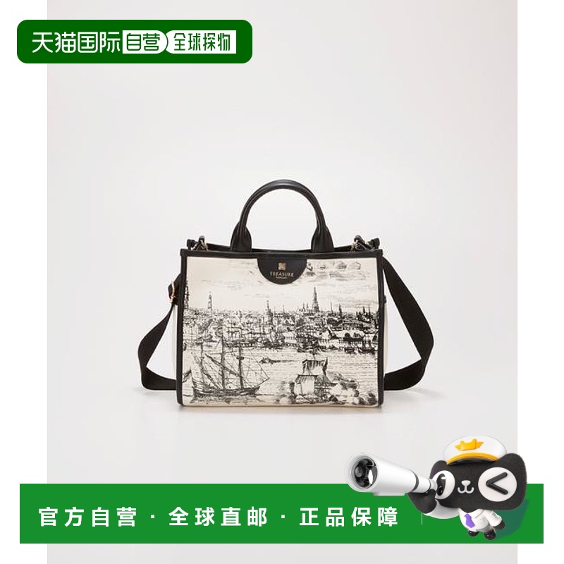 1h可退 日本直邮TOPKAPI 帆布印花带肩带A4手提包斜挎包单肩包