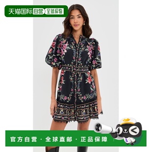 1h可退 香港直邮FARM RIO 女士 Belle Garden 黑色迷你连衣裙