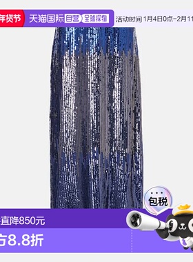 香港直邮RIXO 女士 Kelly 珠片中长半身裙 blue蓝色 舒适时尚