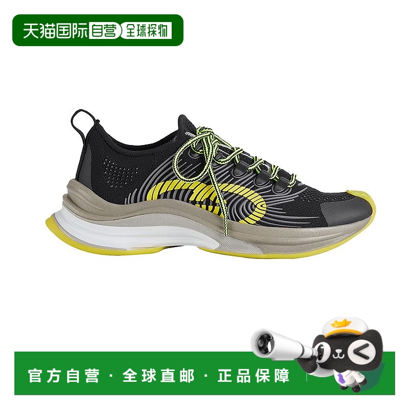 自营GUCCI/古驰 女士时尚潮流黑黄色技术针织橡胶细节运动鞋
