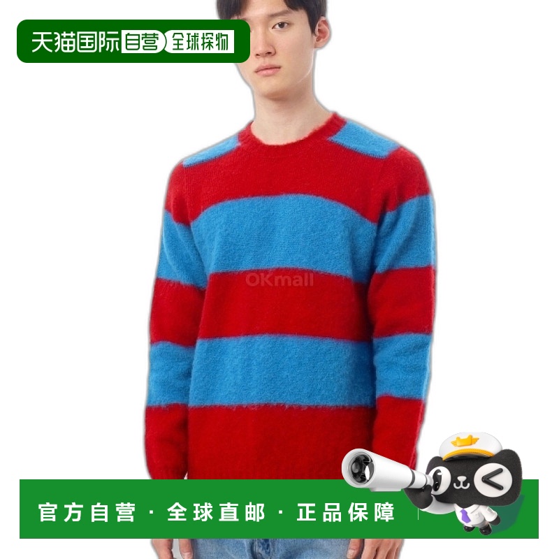 韩国直邮HOWLIN' 毛茸茸的熊粗条纹泼彩 圆领针织羊毛针织衫