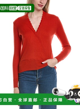自营sofiacashmere现代人造羊毛和羊绒混纺毛衣-橙色 美国奥莱直