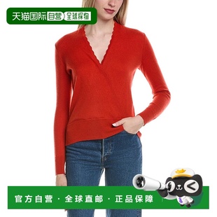 自营sofiacashmere现代人造羊毛和羊绒混纺毛衣-橙色 美国奥莱直