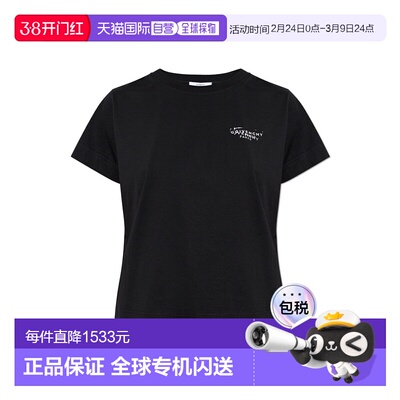 香港直邮GIVENCHY 女士T恤 BW70FJP7A7001 SS2026 黑色 Black cot