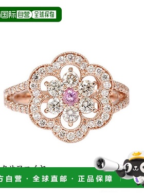 日本直邮(csr-ed-0136-18) 戒指 粉红蓝宝石和钻石花朵图案戒指 K