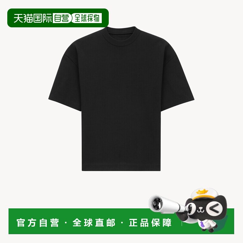 自营欧洲直邮YSL圣罗兰 女士黑色棉圆领短袖T恤