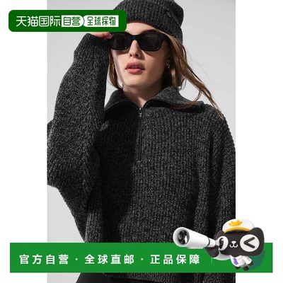 香港直邮alo yoga 纯色半拉链长袖针织衫 女款 黑色w3901r