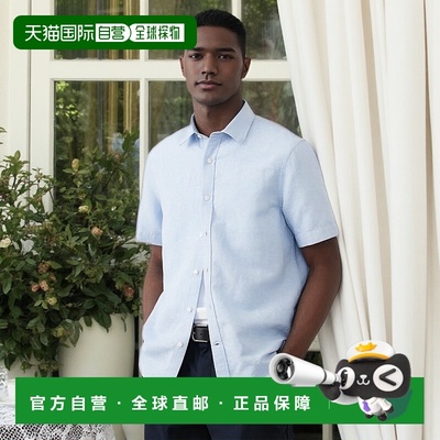 1h可退 日本直邮BANANA REPUBLIC 男士夏季亚麻混纺短袖衬衫 7162