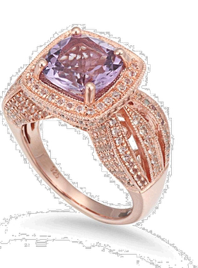 自营 Suzy Levian 纯银 4.59 cttw 粉红色紫水晶戒指 - 粉红色 美