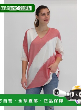 自营incashmereCotton Blen Diagonal Bold Stripe V-Neck Pullov