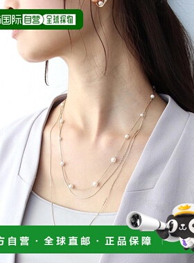 1h可退 日本直邮Three Four Time 女士珍珠链条三连项链 合金材质