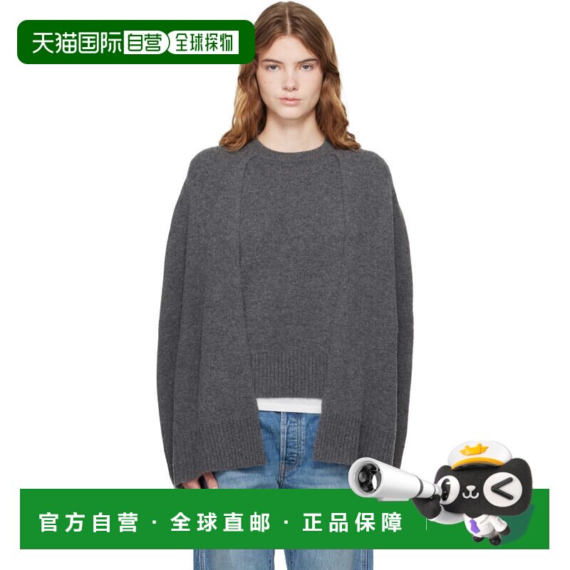 1h可退 香港直邮toteme 女士 灰色 Crew Cape Knit 毛衣 261WRT06