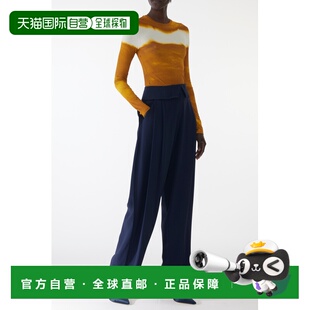 自营jason wupleat front pants with foldover waistband - navy