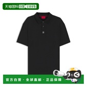 hugo boss带有堆叠标志 联锁棉质马球衫 自营 黑色 美国奥莱直发