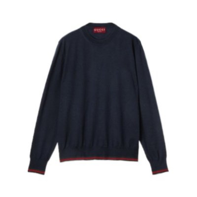 GUCCI 男士针织毛衣 814531XKEJ14060 AW2024 黑色 圆领针织毛衣