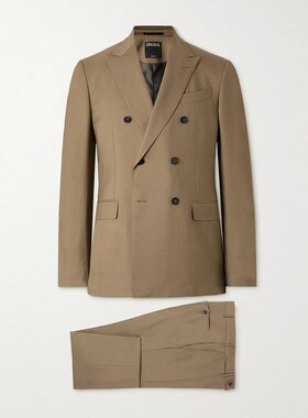 潮奢 Zegna 杰尼亚 男士 Trofeo™ 双排扣羊毛/斜纹布套装 22FD2Y