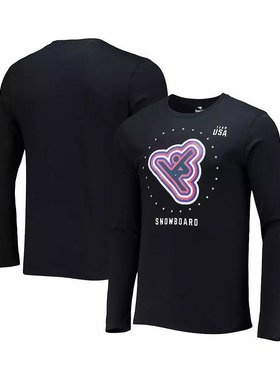 美国直邮Fanatics 男士黑色美国队滑雪长袖T恤 舒适休闲 时尚百搭