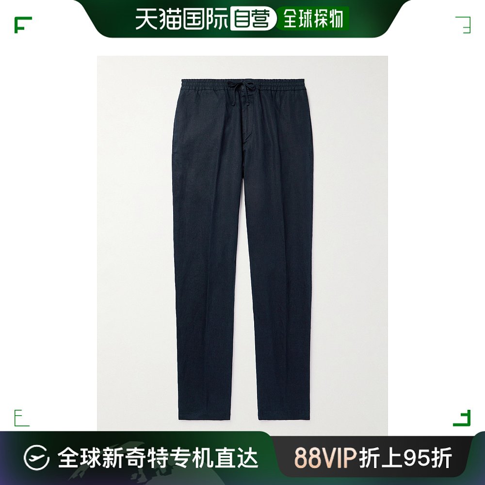 香港直邮潮奢 Canali康钠丽男士直筒亚麻抽绳裤子 SG02985