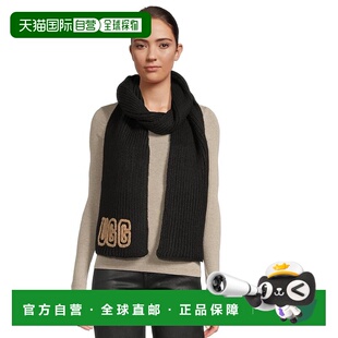 1h可退 香港直邮Ugg 女士 手工粗框罗纹围巾 black黑色 舒适时尚