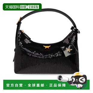 黑色 香港直邮MCM AW2024 MWHFSTA01BK 亮片单肩包 女士斜挎包
