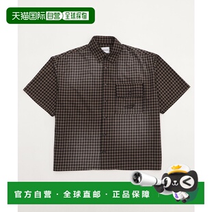 衬衫 1h可退 宽松格纹Logo短袖 ROUND男士 SH25SM06M 日本直邮SHORT