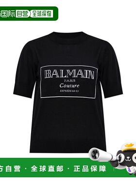 香港直邮BALMAIN 女士T恤 EF1KA115KH87EAB CO 黑色 Printed Knit