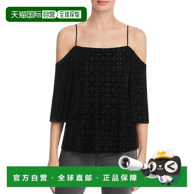 自营bailey 44女式宽松天鹅绒切割透明纹理连衣裙上衣，黑色 美国