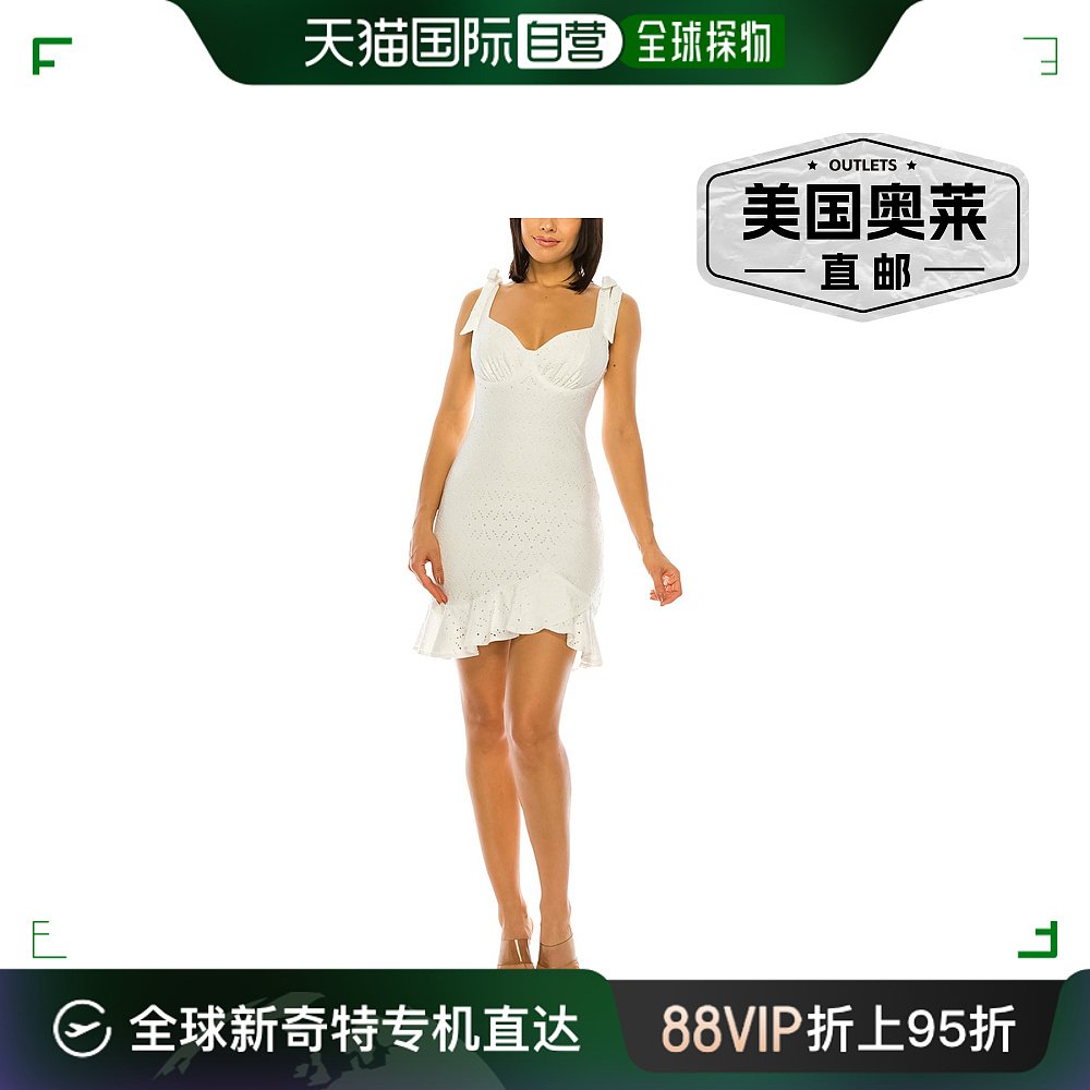 b. darlinJuniors 女士 Knit Eyelet Mini Dress white 【美国奥 女装/女士精品 连衣裙 原图主图