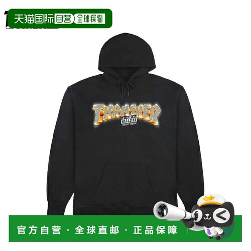 日本直邮THRASHER 黑色连帽衫Thrasher 套头连帽衫滑板SK8街头服