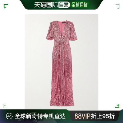 香港直邮潮奢 Jenny Packham 女士 褶皱水晶装饰珠片薄纱睡裙 JPE