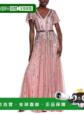 自营issue new york发行纽约亮片礼服-粉红色 美国奥莱直发连衣裙